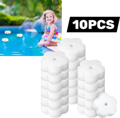 Daity 10 stuks - Zwembadspons - Badkuipreinigingsspons - Bloemenzwembadspons - Wit - 9*9*3 cm - Ideaal voor het reinigen van zwembaden - Olie-absorberende spa-reinigingsspons