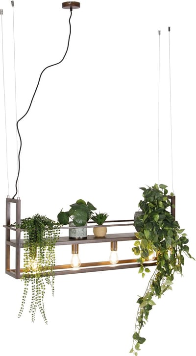 QAZQA cage rack - Industriele Hanglamp voor boven de eettafel | in eetkamer - 4 lichts - L 100 cm - Roestbruin - Industrieel - Woonkamer | Slaapkamer | Keuken