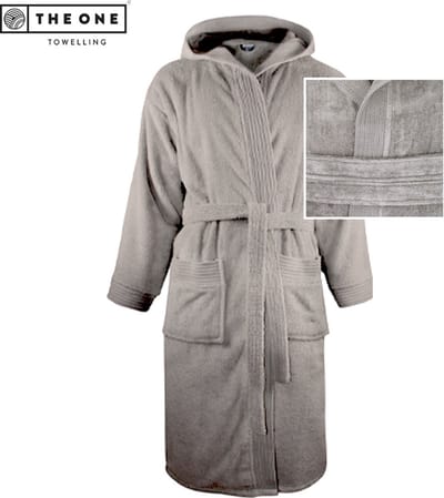 The One Towelling Velours Badjas - S/M - Badstof kamerjas met capuchon - Hoge vochtopname - 450 gr/m² - Gekamd katoen - Taupe