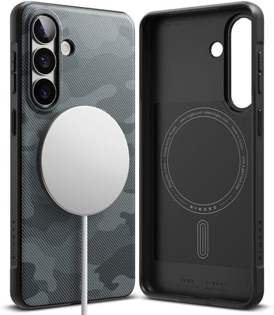 Ringke Onyx Magnetic | Hoesje Geschikt voor Samsung Galaxy S26 | Compatibel met MagSafe / Qi2 | Back Cover Flexibel TPU | Camo Zwart