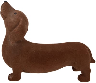 Clayre & Eef Decoratie Beeld Hond 40x14x33 cm Bruin Keramisch materiaal Teckel