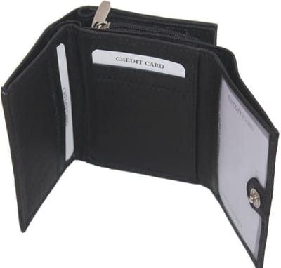 Leren rits portemonnee / compacte Tri-fold ritsportemonnee / beurs met rits voor muntgeld in rood, paars, roze, groen, navy, blauw, zwart leer / 134
