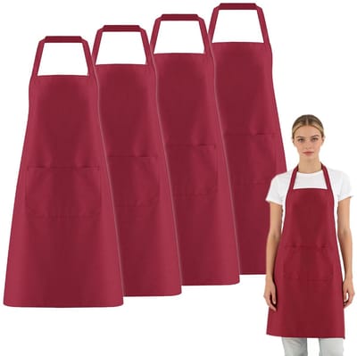 Dailygoods- Keukenschort - 4-delig - Gepersonaliseerd - Met 2 zakken - Voor keuken/barbecue - Polyester keperstof - Maat 60 x 70 cm - Koksschort