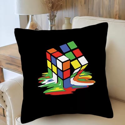 Housse de coussin de canapé de salon de voiture Motif dessin animé Cube Rubik Housse de coussin Décoration d'intérieur de luxe Housse de coussin 50x50cm