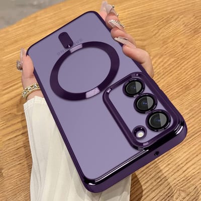 Hoesje Geschikt Voor Samsung Galaxy S23 Plus hoesje Magnetisch Met Lens beschermer Transparant / Paars – Magneet hoesje