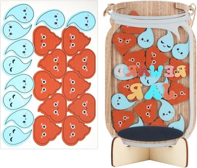 Reward Jar voor Peuters - Houten Potty Training Beloningspot - Kind Verantwoordelijkheid Beloningsschema voor Klassen Decor - Verantwoordelijkheidsmanagement Tool