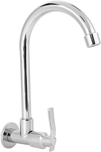 SAVI® Keukenkraan Wandmontage - Wandkraan - Wandkraan Keuken - RVS - Makkelijk Draaibaar - Zilver - 16cm x 14cm x 26cm