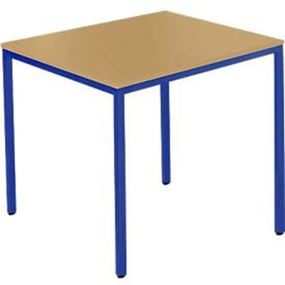 Schäfer Shop Pure Tafel van stalen buis, vierkant, voet van vierkante buis, B 800 x D 800 x H 720 mm, beuken/gentiaanblauw