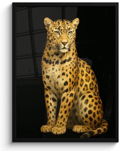 Poster in lijst - Fotolijst 60x80 cm - Posters - Panter - Realistisch - Bruin - Posterlijst zwart - Decoratie - Wanddecoratie woonkamer - Muurdecoratie slaapkamer