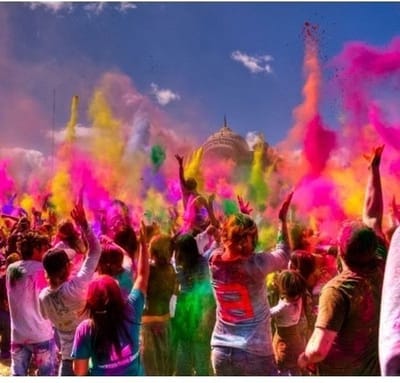 Holi poeder pakket 6 stuks rood blauw en geel