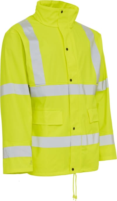 Elka Dry Zone Visible PU Rain Jacket Hi-Vis with Reflective Stripes 026300R - Fl.yellow - M