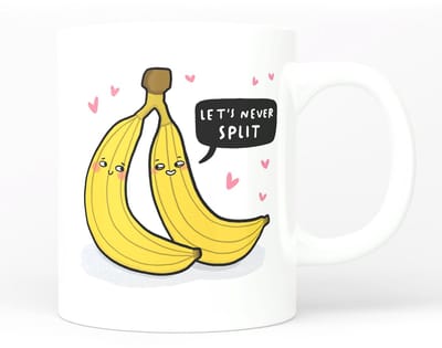 Creasowl® Let’s Never Split Mok – Witte Koffiemok 325 ml – Valentijn Cadeau voor Hem & Haar – Romantische Quote Mok voor Koppels
