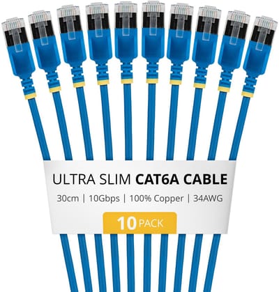 StarTech.com 6ASTP34BLS30CM10PK netwerkkabel Blauw 0,3 m Cat6a U/FTP (STP) Rond