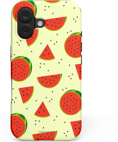 Casetastic hoesje geschikt voor Apple iPhone 16 - MagSafe - Dubbellaagse bescherming - Meloen Moment - Fashion Case - Crème Rood Terracotta
