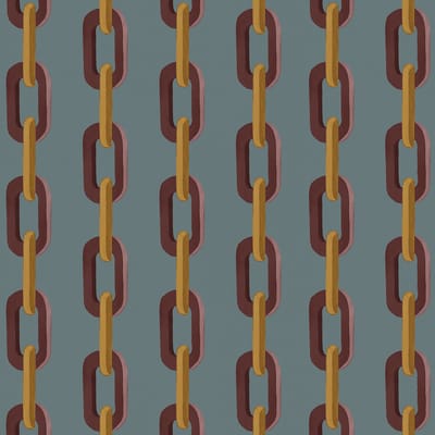 Behang Chain de chaine blauw wijnrood