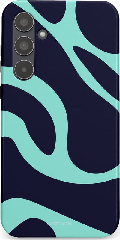 Casetastic Hoesje Geschikt voor Samsung A55 - Stijlvolle Beschermende Duo-layer Case - Golvenritme Aqua-Marine
