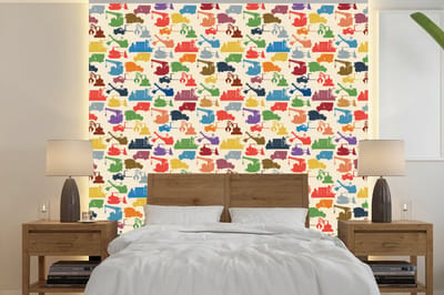 Behang - Fotobehang Patronen - Kraan - Boot - Jongens - Kinderen - Kids - Breedte 240 cm x hoogte 240 cm