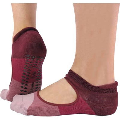 2 paar antislip onzichtbare yogasokken voor dames - Wijn