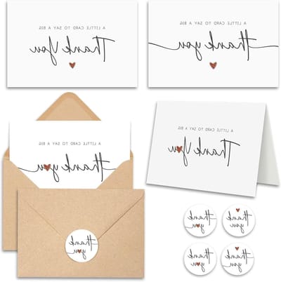 Bedankkaarten Set - Wenskaarten - Dankbaarheid Tonen - Elegante Ontwerpen - 20 Stuks - Kraft