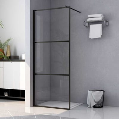 vidaXL - Inloopdouchewand - transparant - 90x195 - cm - ESG-glas - zwart