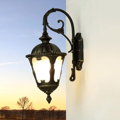 Licht-Erlebnisse - Tybr - Wandlamp - IP44 - E27 - van - Aluminium glas - in - Antiek