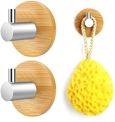 Dailygoods- Zelfklevende Haken - Waterdichte Houten Haken - 2 Stuks - Eenvoudig te Installeren - Ideaal voor Badkamer/Keuken - Bestand tegen Vocht - Wandhaken