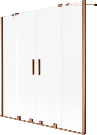 Mexen Velar Duo tweevleugelige verschuifbare badwand 140 x 150 , gesatineerd, geborsteld koper - 896-140-000-32-65