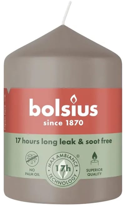 Bolsius Stompkaars Light Taupe Ø58 x 80 mm – 17 Branduren – 6 Stuks – Taupe Sfeerkaarsen