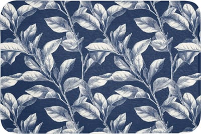 Badmat 90x60 cm - Antislip - Botanisch - Patroon - Blauw - Badmatten voor badkamer - Badkamermat - Douchemat - Badkamer mat