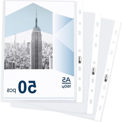 Perforated A5 plastic pockets, 50 stuks, 160 micron stevige poly zakken, doorzichtige documenthoezen voor archivering en bescherming van papieren