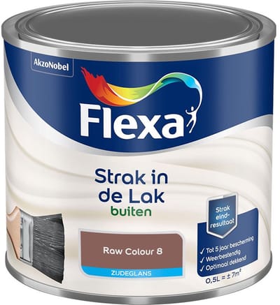 Flexa - Strak In De Lak Buitenlak Zijdeglans - Raw Colour 8 - Mengverf - 500 Ml