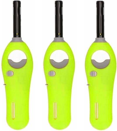 Gasaansteker - 3x - limegroen - 18,5 cm - aansteker met kinderslot