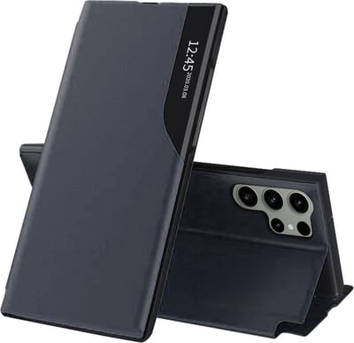 Hoesje geschikt voor Samsung Galaxy S23 Ultra - Techsuit eFold Book Case - Donkerblauw