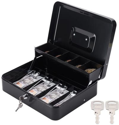 Dailygoods- Kassalade met Sleutelslot - Geldkistje - Organiser - Ruime Opbergruimte - Voor Supermarkten/Cafés - 11,8 x 9,4 Inch - Geldkist