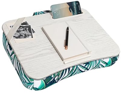 Stijlvolle Lap Desk met Telefoonhouder - Tropische Palmbladeren - Geschikt voor Laptops tot 15,6 Inch