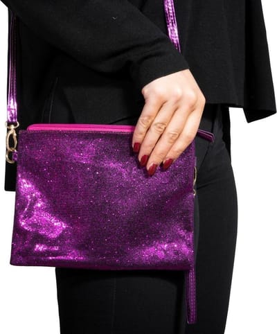 Glitter schoudertas - paars - Feest/ festival/ carnaval