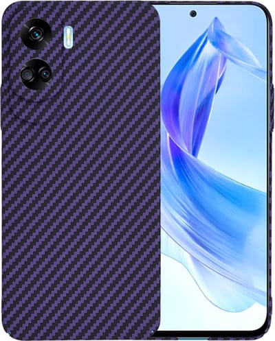 Hoesje geschikt voor HONOR 90 Lite - Techsuit Carbonite FiberShell Carbon Back Cover - Paars