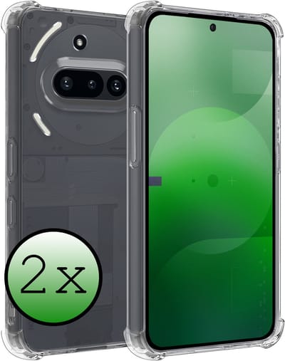 Hoesje 2 Stuks - Geschikt voor Nothing Phone (3a) - Sterk & Shockproof - Siliconen Case - Back Cover - Telefoon Hoes Shock Proof - Transparant