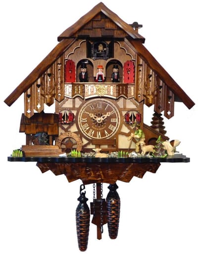 Engstler - 48712_MT - Koekoeksklok - 1-daags kettinguurwerk - Notenhout - met muziek met dansend paar - 35 cm