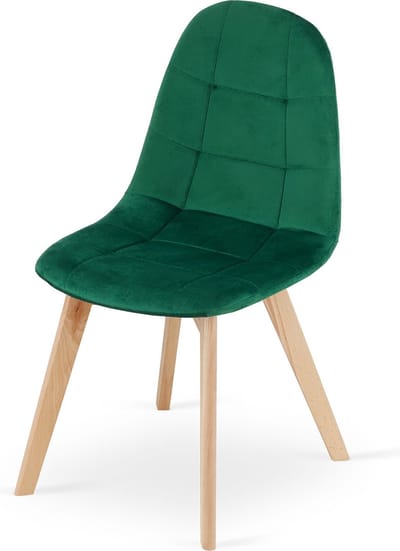 BORA Stoel - Groen Velvet, Houten Poten, Functioneel Ontwerp en Comfortabele Zitting voor Woonkamer, Keuken, Slaapkamer en Eetkamer, Max. 120 kg