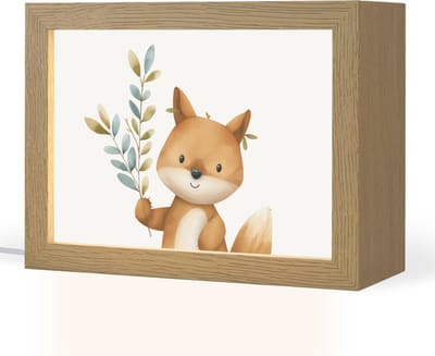 Nachtlampje 20x15 cm - Kinder lampje - Vos - Dier - Bosdieren - Tafellamp kinderkamer - Slaapkamer lamp - Bedlamp kinderen - Kinderlampje stopcontact - Wandlamp babykamer - Nachtlampjes