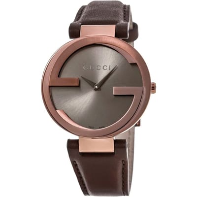 Gucci Vrouwen YA133309 In elkaar grijpende G Bruin Wijzerplaat Luxe Horloge