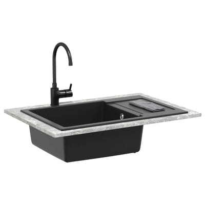 vidaXL - Wasbak - Zwart - 780 - x - 500 - mm - 80% - Kwarts - en - 20% - Hars