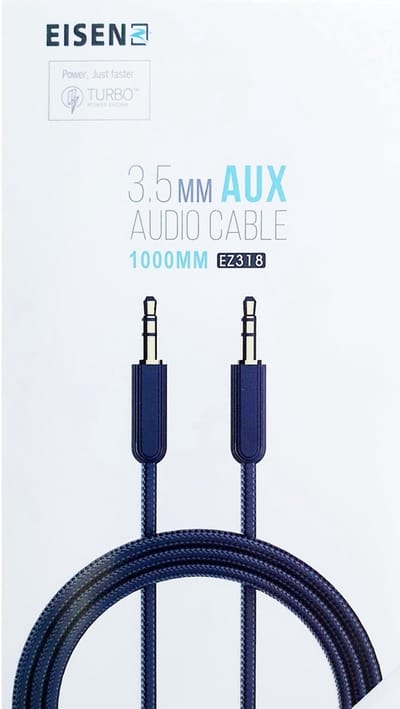 Eisenz | EZ318 |Sterk Aux kabel | Jack (3.5mm) naar Jack (3.5mm) kabel | 1 meter Aux Kabel | Zwart | #2022