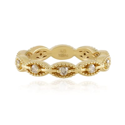 Cavill - Vergulde 925 Sterling Zilveren Ring - 10x I2 Bruine Diamanten - 0.265 ct Ronde Briljant - Elegante Luxe Damesring