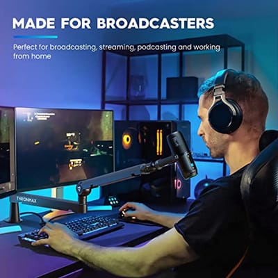 Verstelbare Microfoonarm voor Streaming en Gaming - Robuuste Bureauklem met Laag Profiel en Kabelbeheer