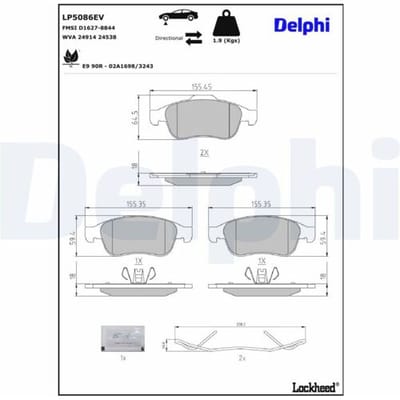 Remblokset, schijfrem DELPHI LP5086EV