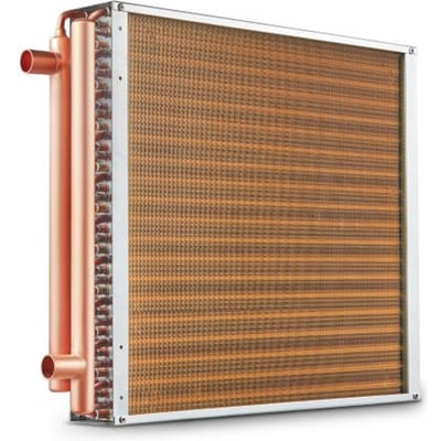 VEVOR Water-lucht warmtewisselaar, 50,8 x 50,8 cm met 3-rijige 9,53 mm koperen aansluitingen, 242 aluminium lamellen Warmtewisselaar voor houtkachels, verwarming en koeling in woonwijken en geforceerde luchtverwarming
