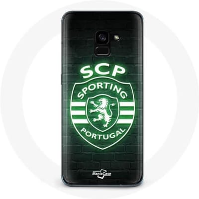 Samsung Galaxy A5 2018 hoesje scp sportief portugal lichtgevende zwarte achtergrond