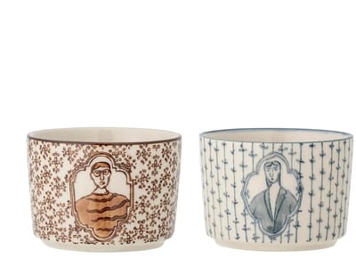 Bloomingville Schaal aardewerk blauw Tonia 9cm - set van 2